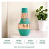 Pure Copper Bottle with Inbuilt Glass, Surahi Design Green Half Silk Half Hammered Finish, Drinkware & Storage Purpose - Volume 1.25 Litre (Pack of 2)