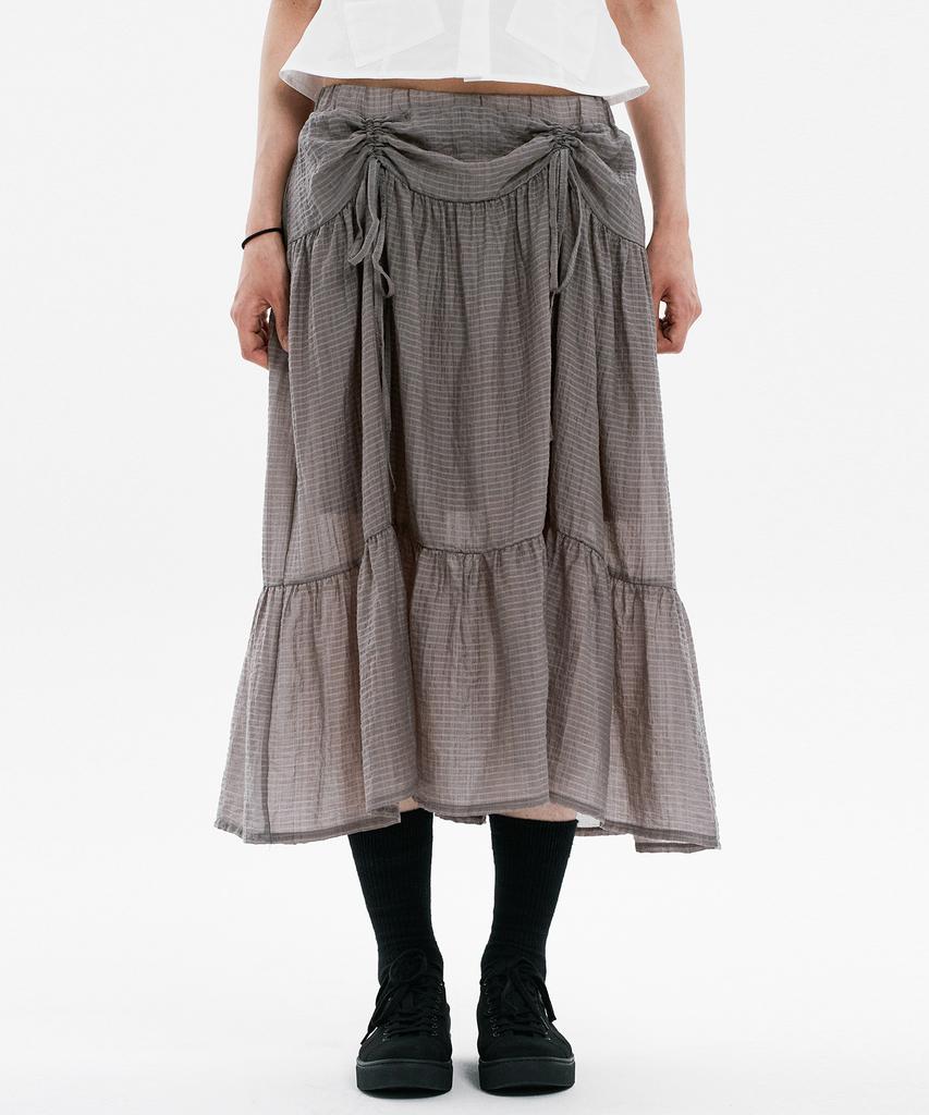Hanahi Front Shirred Tiered Skirt Gray