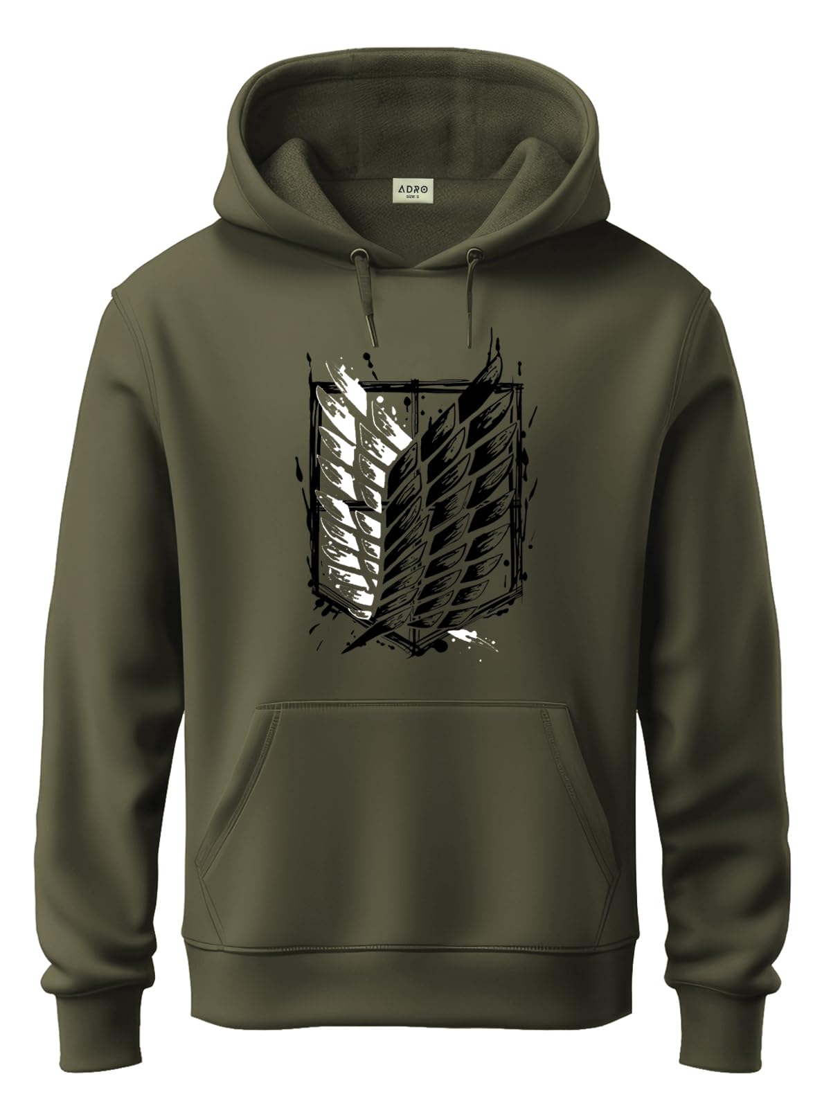 

ADRO Men s Cotton Neck Hooded Sweatshirt (H22-2-WINN-OL_Olive_2XL) 2XL оливковый