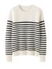 2025 Autumn/Winter Women's Color Block Stripe Cashmere Pullover Sweater - Round Neck, Long Sleeve Knitwear