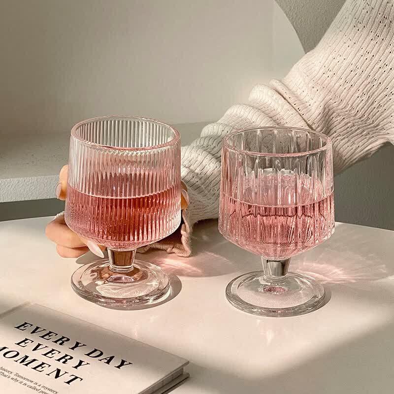 Ins-style Striped Footed Glass Cup