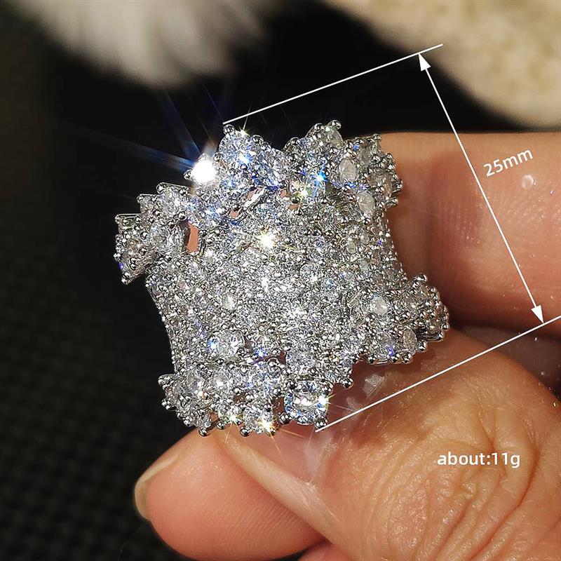 Huitan Luxury Women Ring Full Sparkling Cubic Zirconia Fashion Gorgeous Party Wedding Accessories Charming Lady Jewelry Gift