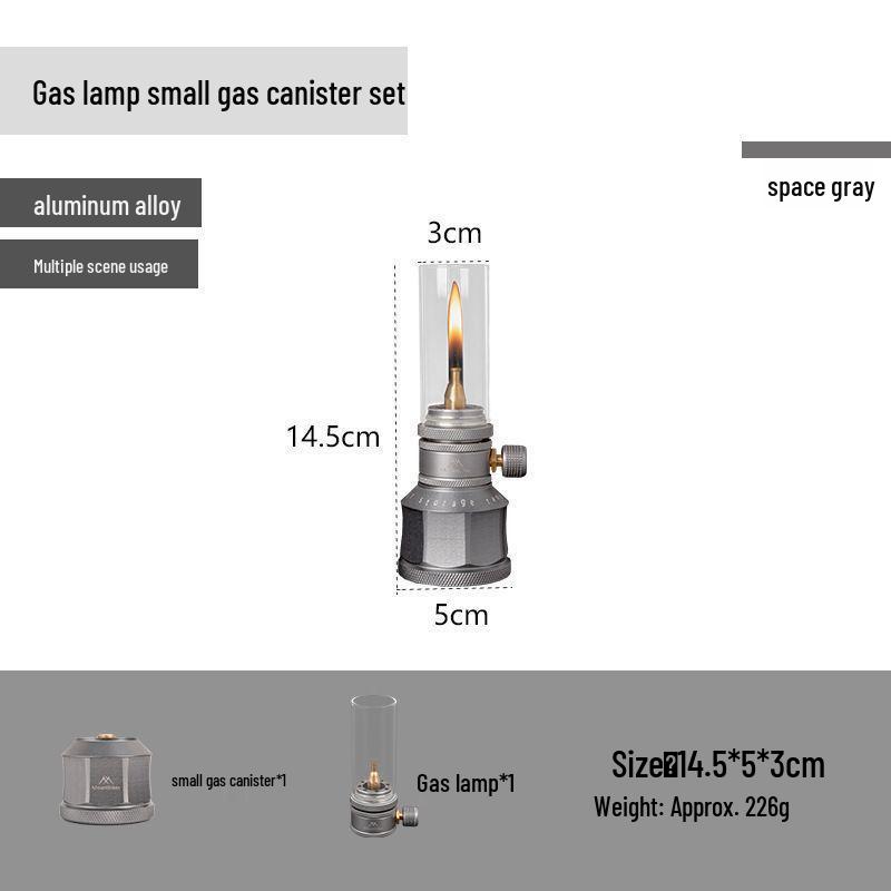 Octagonal Silver Small Gas Camping Lantern Set