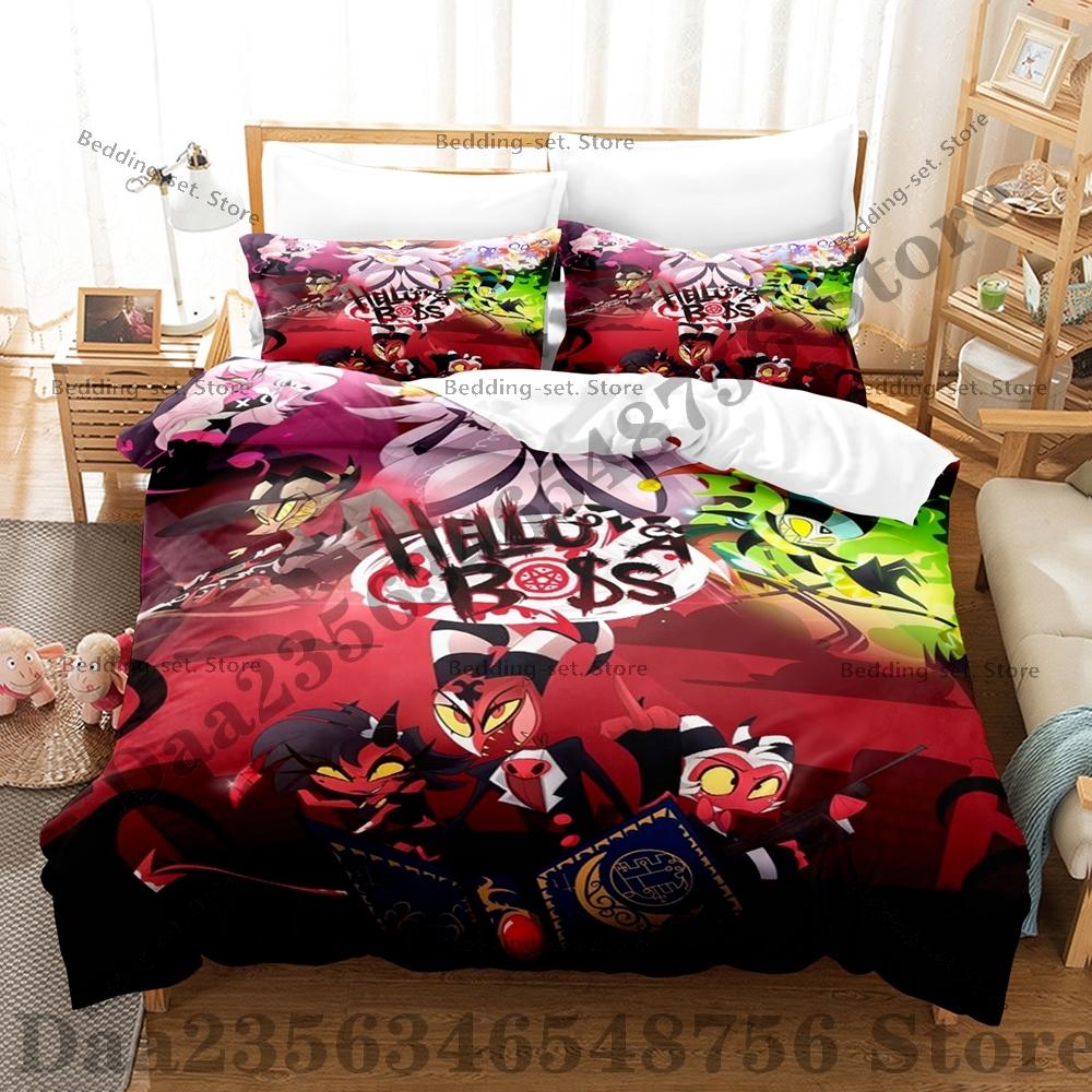 Helluva Boss Bedding Set Single Twin Full Queen King Size Bed Set Adult Bedroom Duvetcover Sets Anime Bed Sheet Set
