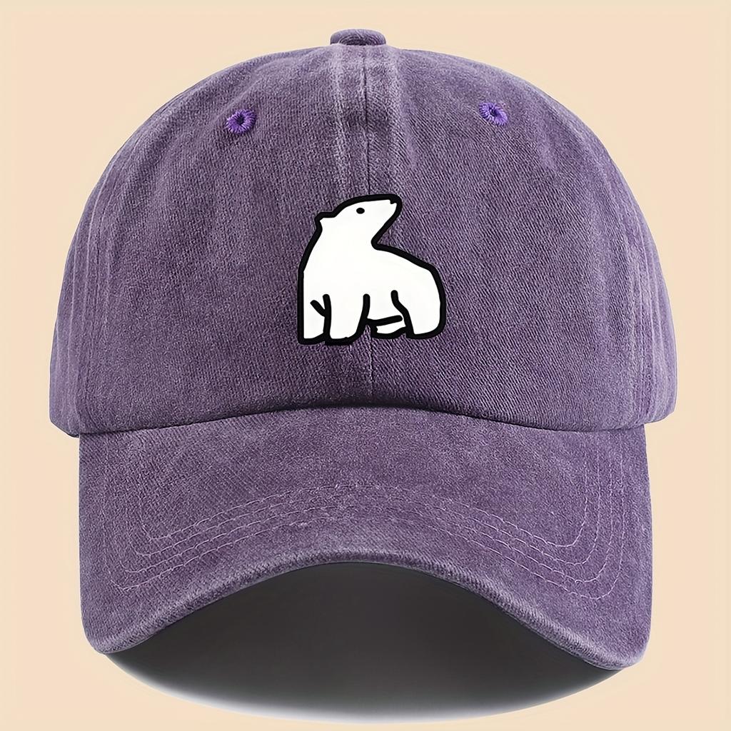 Cute polar bear printed baseball cap for men and women, fashionable and versatile for outdoor travel