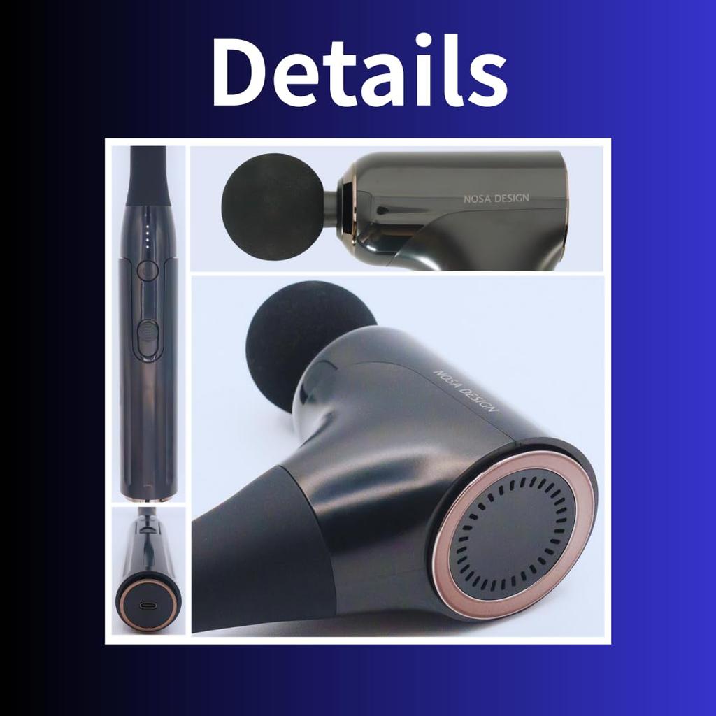 NOSA DESIGN (BLACK.1) Myofascial Release Gun, Handheld, Cordless, USB Charging [Reliable Warranty] 1-Year Manufacturer's Warranty In Japan