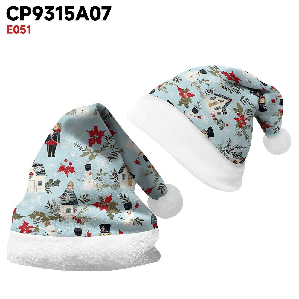 

2024 Christmas Double-Sided Plush Hat with Velvet - Festive Design for Adults & Kids Small (35-26cm)