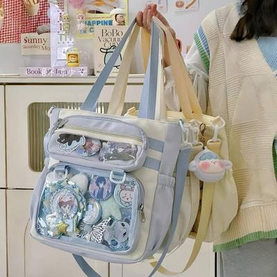 Cute Two-dimensional Millet Transparent Messenger Bag, College Girl Large-capacity Tote Bag, Bar and Bar Pain Bag Baby Bag