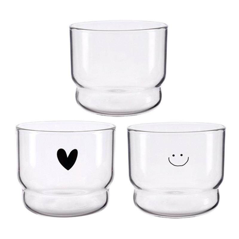 High Borosilicate Glass Mugs Perfect For Office Or Home Use With Lovely Smiling Designs And Microwave Compatibility