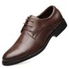 Men's Versatile Plaid Leather Business Shoes - Formal, Plus Size, Casual, Wedding