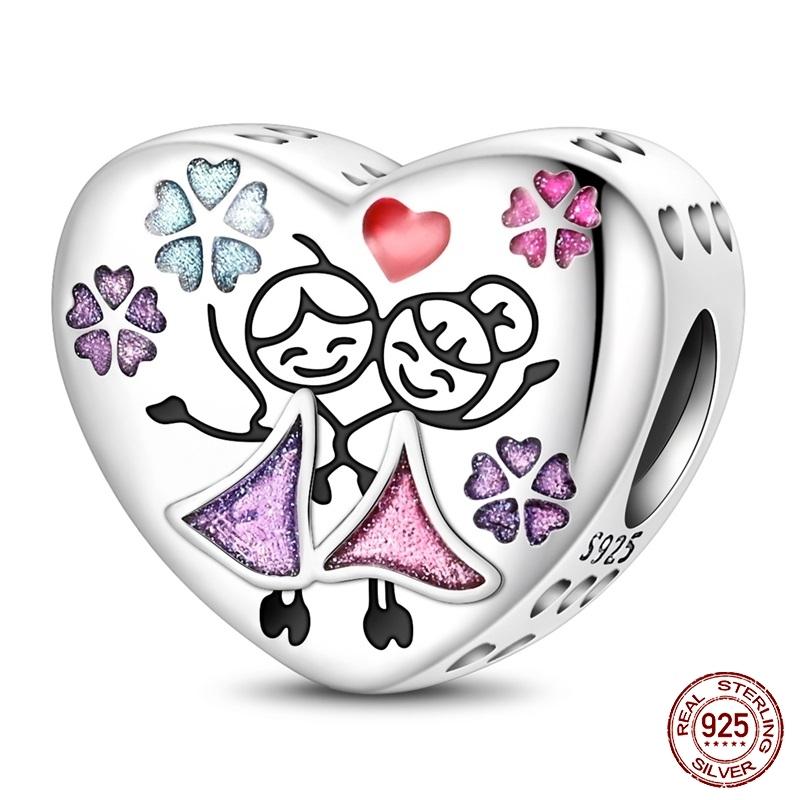 New Black/Red/Blue/Green/Purple Heart Series For Original Bracelet Bead Charm 3Mm Diy Necklace Pendant Accessories