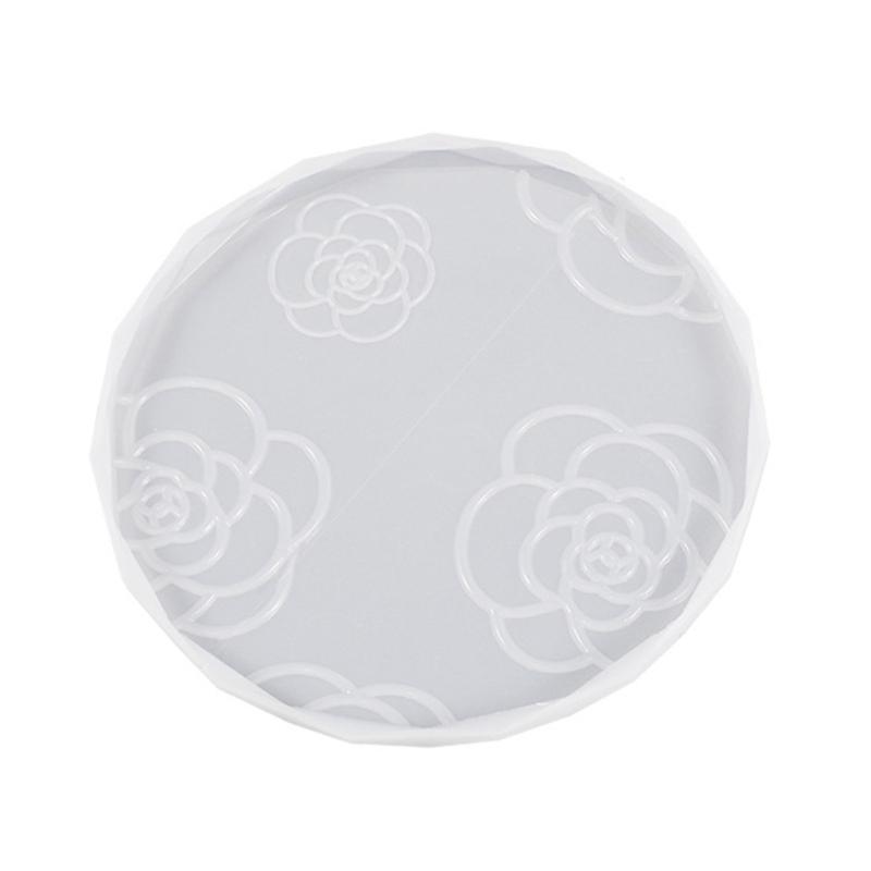 Round Coaster Mold Rose Flower Coaster Molds Silicone Mould for Cup Mat Square Tray Making DIY Epoxy Resin Molds Craft
