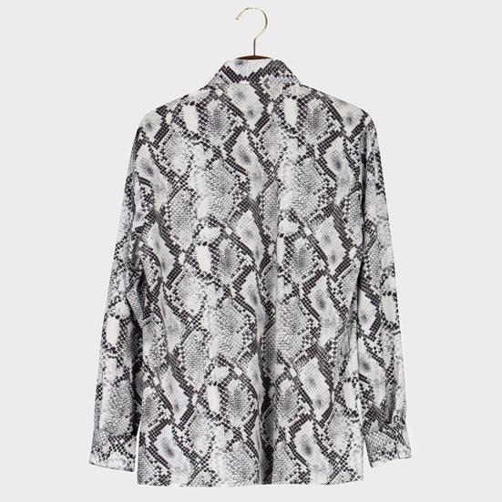 Men Shirt Long Sleeve Breathable Polyester Snake Print Blouse for Men