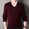 Men's Thick Wool Sweater - 100% Pure Wool Knitwear for Middle-aged Men, Perfect for Autumn & Winter Business Wear.