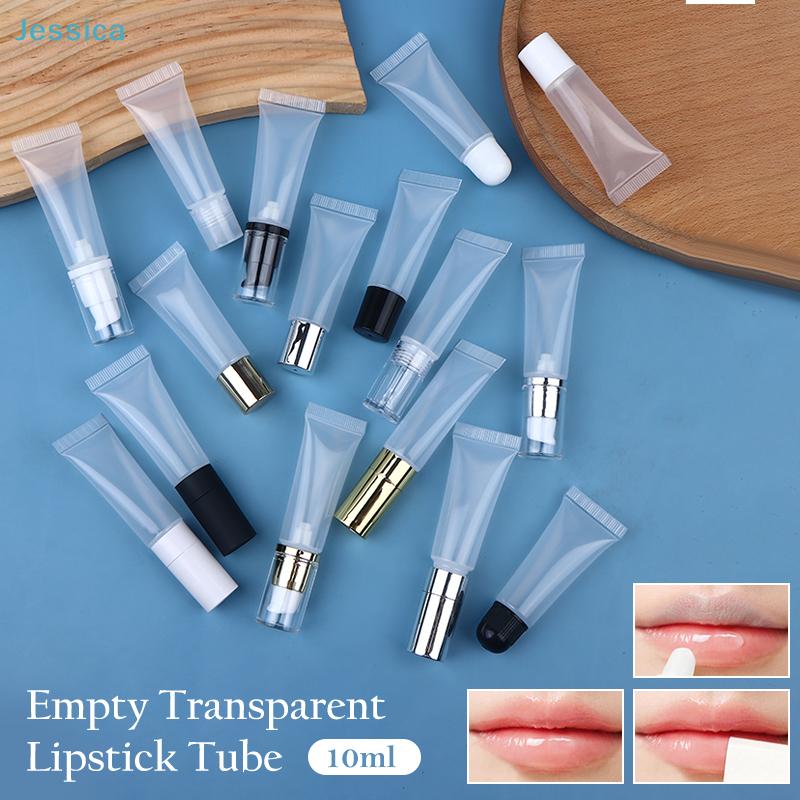 10ml Empty Transparent Clear Squeeze Tubes| Refillable Cosmetic Containers with Assorted Color Caps