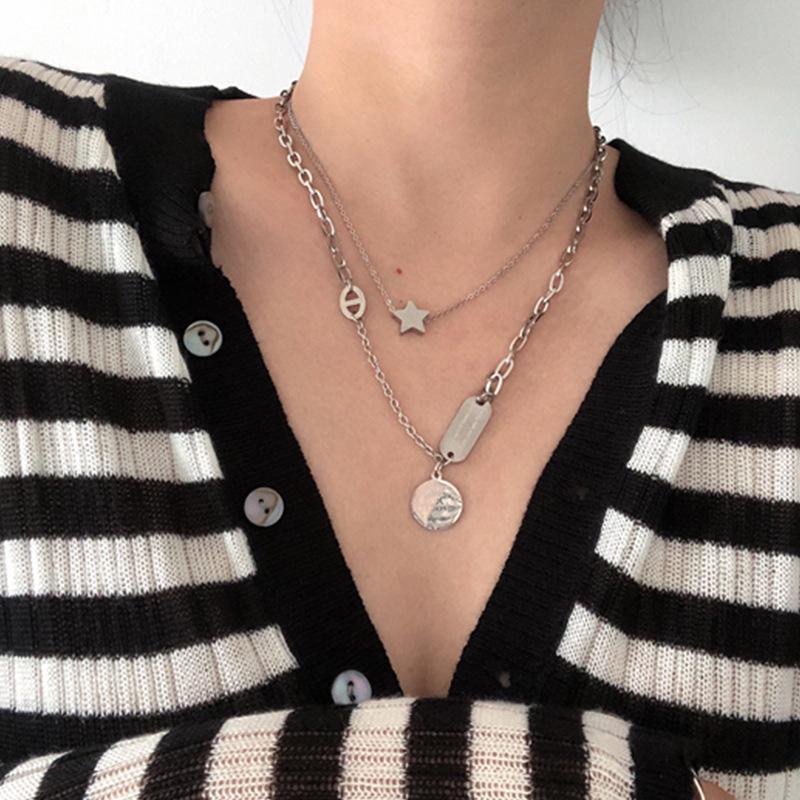 Women's Light Luxury Washable Titanium Steel Hip Hop Clavicle Necklace - Trendy Cold Style Sweater Chain Accessories