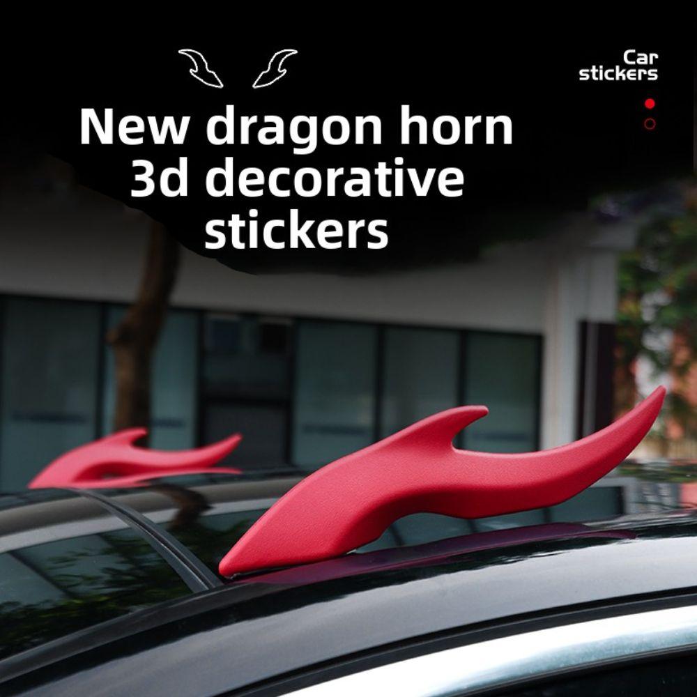 1 Pair Self-Adhesive Car Roof Decor Firm Funny Car Stickers Stylish 3D Dragon Horns  SUV