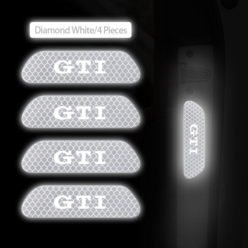 WGLRK1 4Pcs Volkswagen Safety Warning Night Reflection Car Stickers For VW Scirocco GTI Polo Golf CC T5 GTE Passat Variant b6 Jetta