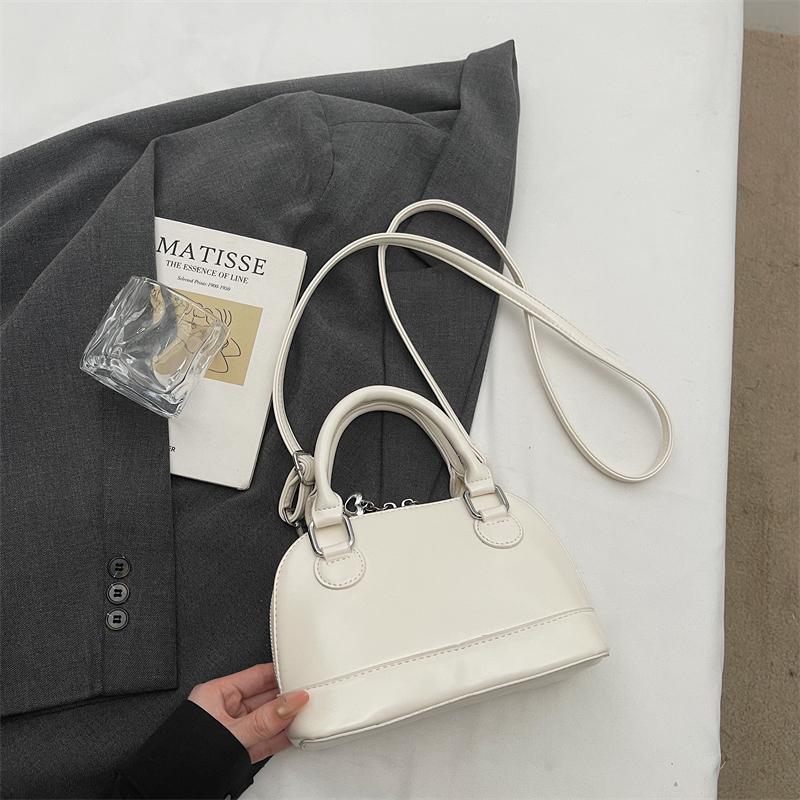 Glossy PU Handbag Women Fashion Mini Shoulder Bag Classic Oval Shape Crossbody Tote Bag