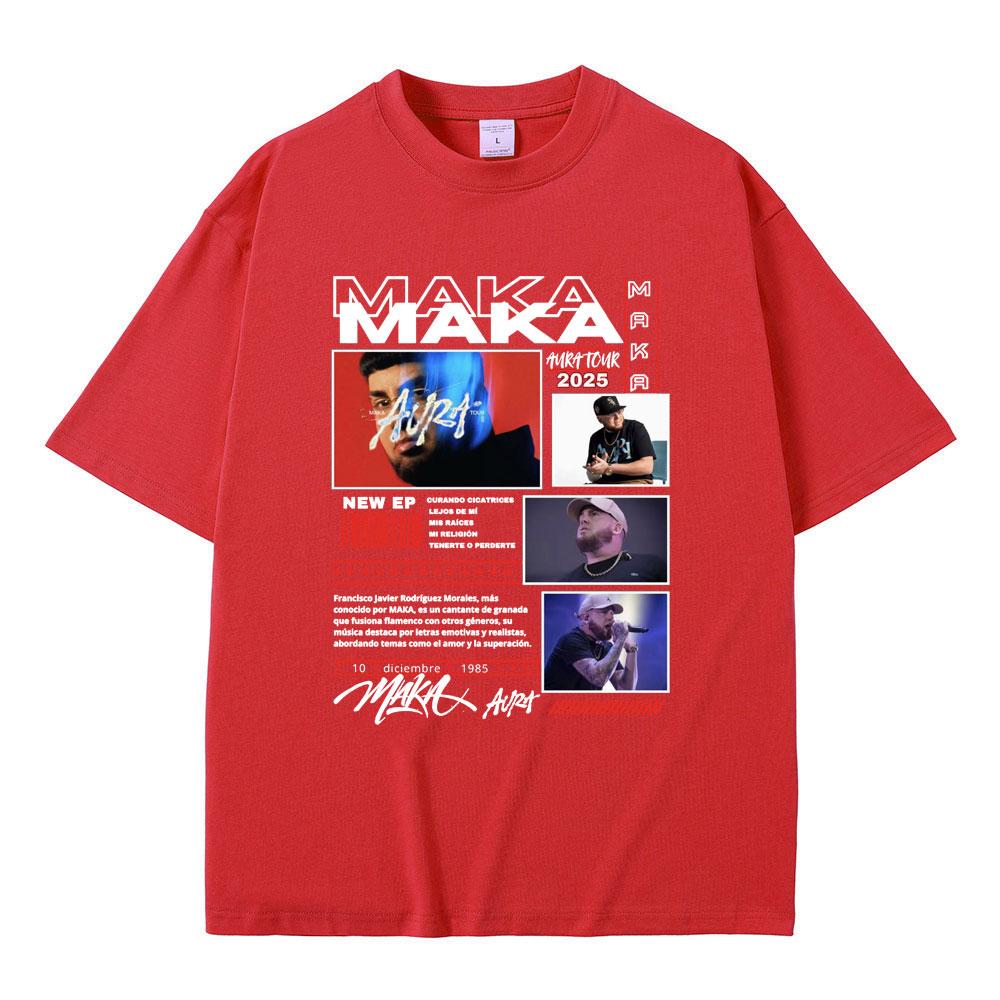 Rapper Maka Aura Tour T Shirts Men Women Hip Hop Vintage Oversized Short Sleeve T-shirts Men's Fashion Casual T-shirt Streetwear