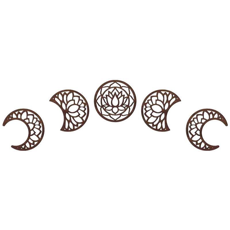 

5 шт. Настенный декор «Фазы Луны», Подвесное деревянное настенное искусство «Луна», Скандинавское настенное искусство «Фазы Луны», Бохо-декор «Луна» для комнаты, украшение для бара