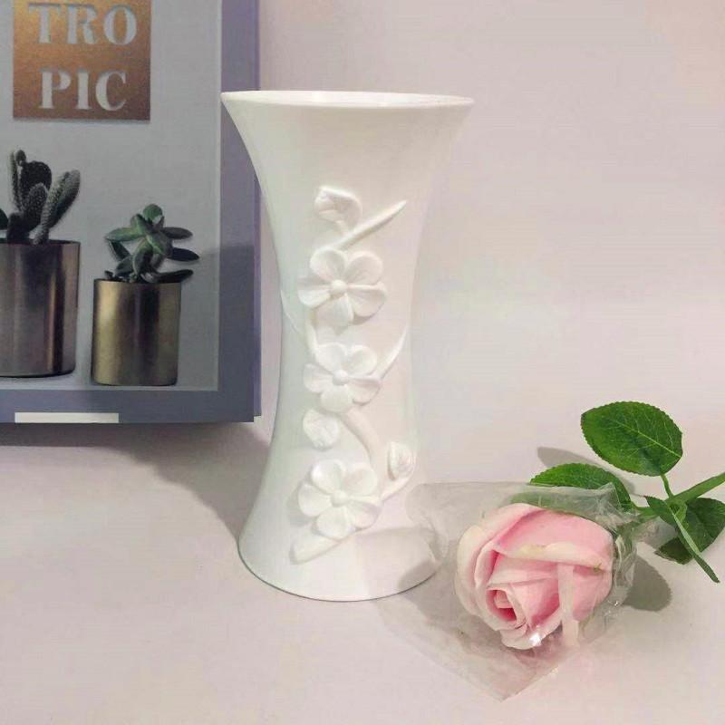 Flower Artificial Display Vase Embossed Surface For Home Decoration And Gift
