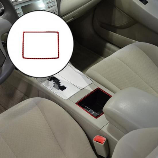 For Toyota Camry 2007-11 Red Carbon Fiber Central Storage Box Cover Trim Strip