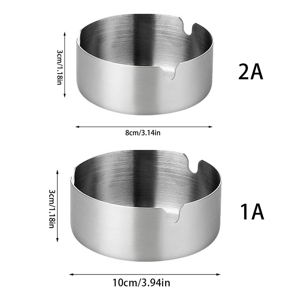 1Pc Smoke Ashtray Stainless Steel Cigarette Ash Silver Metal Ash Holder Heavy Duty Tabletop Ashtray For Hotels Restaurant Bar