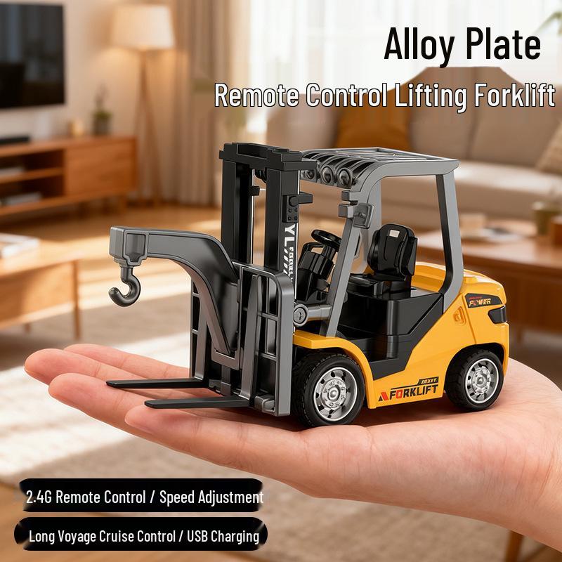 Bluetooth Remote Control Alloy Forklift Model: 1:64 Liftable Toy Truck for Boys