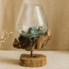 Molten Glass Bowl On Driftwood Stand Medium