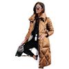 Women's Long Down Coat with Diamond Quilting, Stand Collar, Multiple Colors