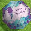 1pc Mermaid Happy Birthday Automatic Folding Umbrella, Heavy Duty 8 Rib Iron Frame,  Suitable for Travel, Daily Use, Birthday, Decor Gift m0104036