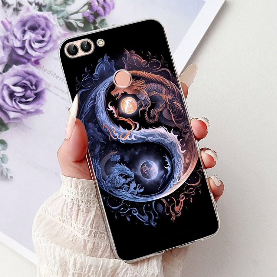 For Huawei P Smart Case FIG-LX1 FIG-LX2 FIG-LX3 Cover Luxury Dragon Lion Soft Silicone Phone Cases For Huawei Psmart 2018 Bumper