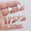 New Trendy Heart Pendants Women's Hanging Earrings Double-layers Love Heart Dangle Earrings Lovely Bohemian Ear Jewelry