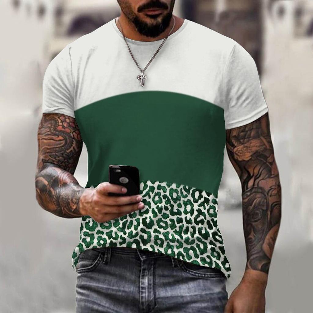 Sommer Modetrend Lokaler Tyrann Herren T-Shirt 3D Druck Atmungsaktiv Streetstyle Nähte O-Ausschnitt Kurzärmelig Bequem