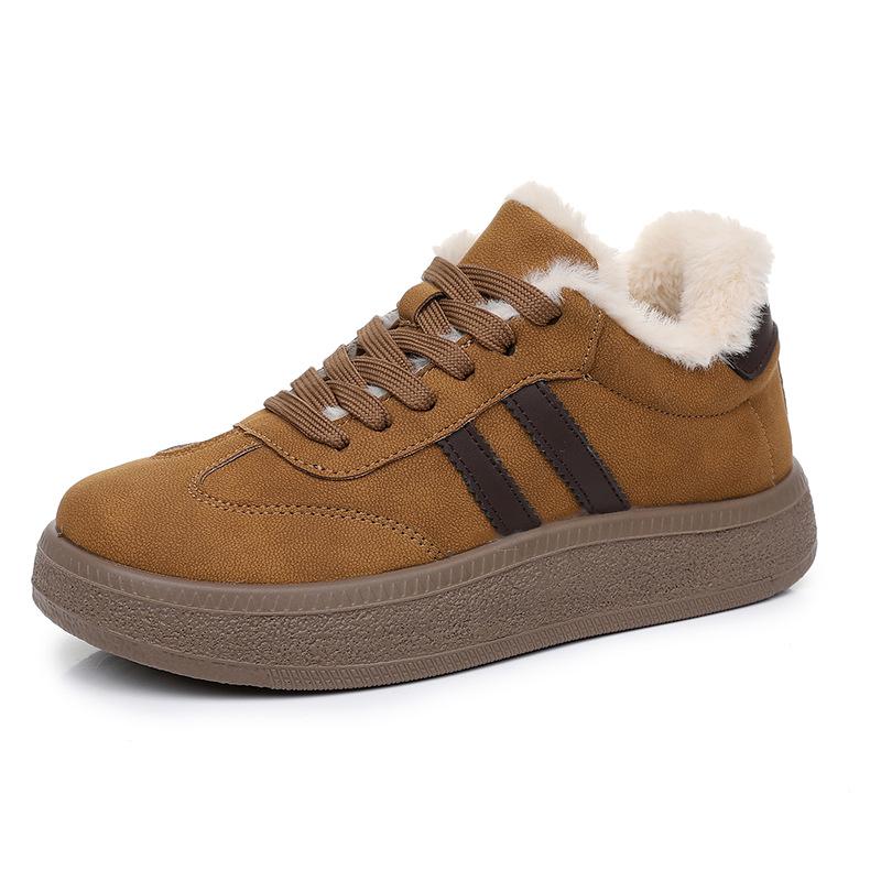 Women's 2025 Winter Retro Fleece-Lined Thick-Soled Ankle Skate Trainer Boots