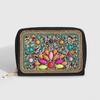 Bohemian Style PU Zipper Card Holder & Coin Purse with Butterfly and Flower Design