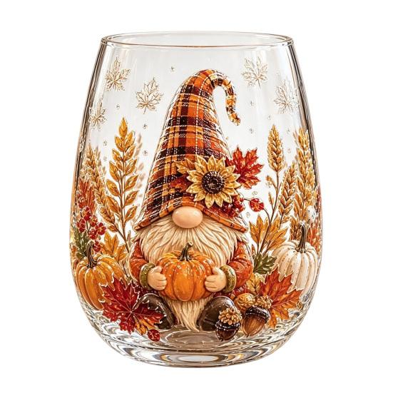 Borosilicate Glass Cup with Lid Autumn Harvest Cup, High Tumbler for Iced Coffee Tea Durable Drinkware Home And Juice, 350ml Clear Drinking