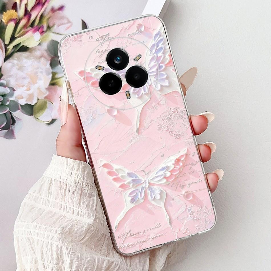 For Realme 14 Pro 14Pro+ Elegant Floral Cat Printed Phone Case For Realme 14 Pro Plus 14Pro 5G Soft Silicone TPU Cases