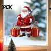 Christmas Window Clings Santa Claus Static Sticker, Reusable Waterproof PVC Decal, Decorative Holiday Scene Setting HD Printing for Home