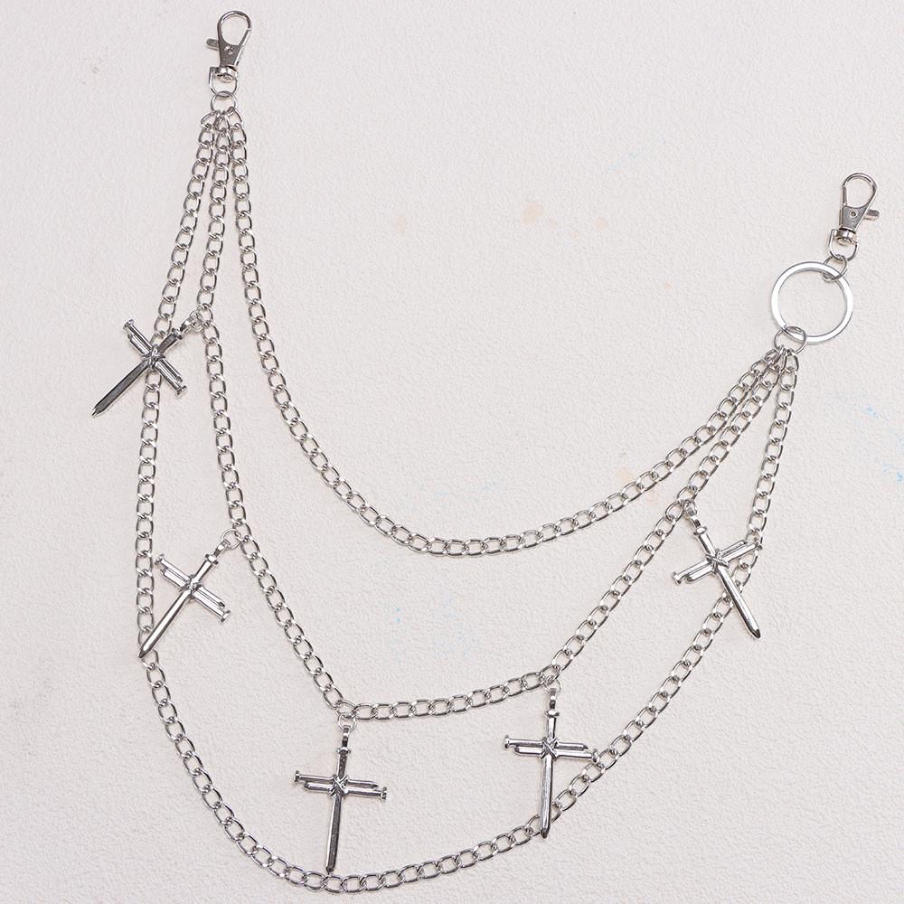 

Hip Hop Cross Studded Chain Belt For Men And Women Urban Street Style білий