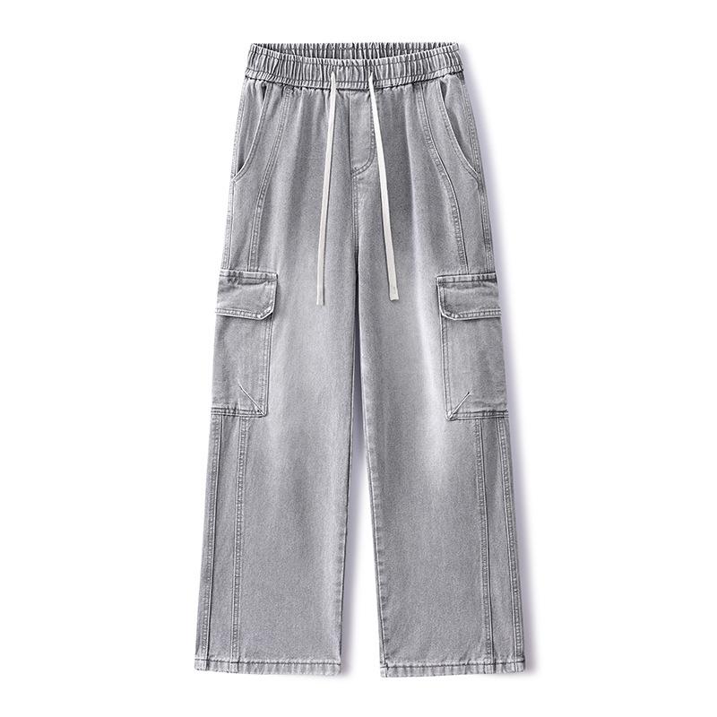 Jeans Herren Arbeitshose Amerikanische Dreidimensionale Mehrfach-Taschen Gewaschene Retro Weitbein-Hose