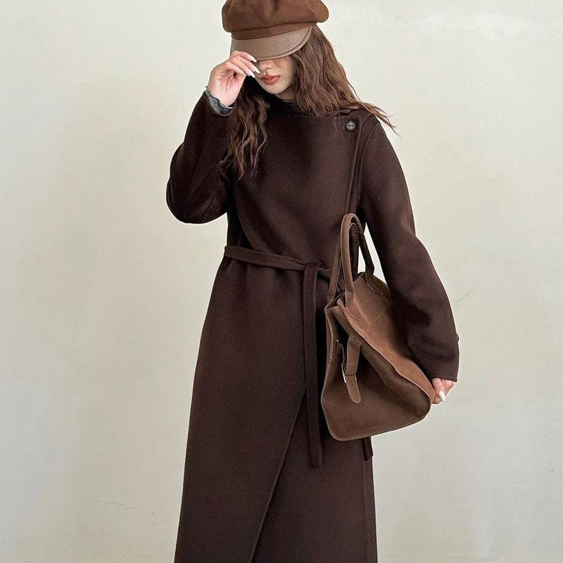 

] Минималистичное двустороннее кашемировое пальто женское осенне-зимнее новое высококачественное шерстяное пальто L