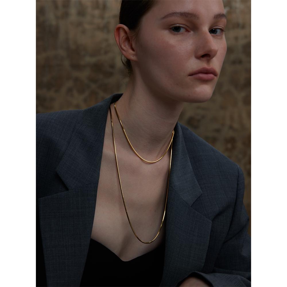 Yhpup 90+5cm Nuevo Collar Largo de Cadena Cuadrada Exquisita Brillante Acero Inoxidable 316L Unisex Metal Impermeable Joyería Elegante