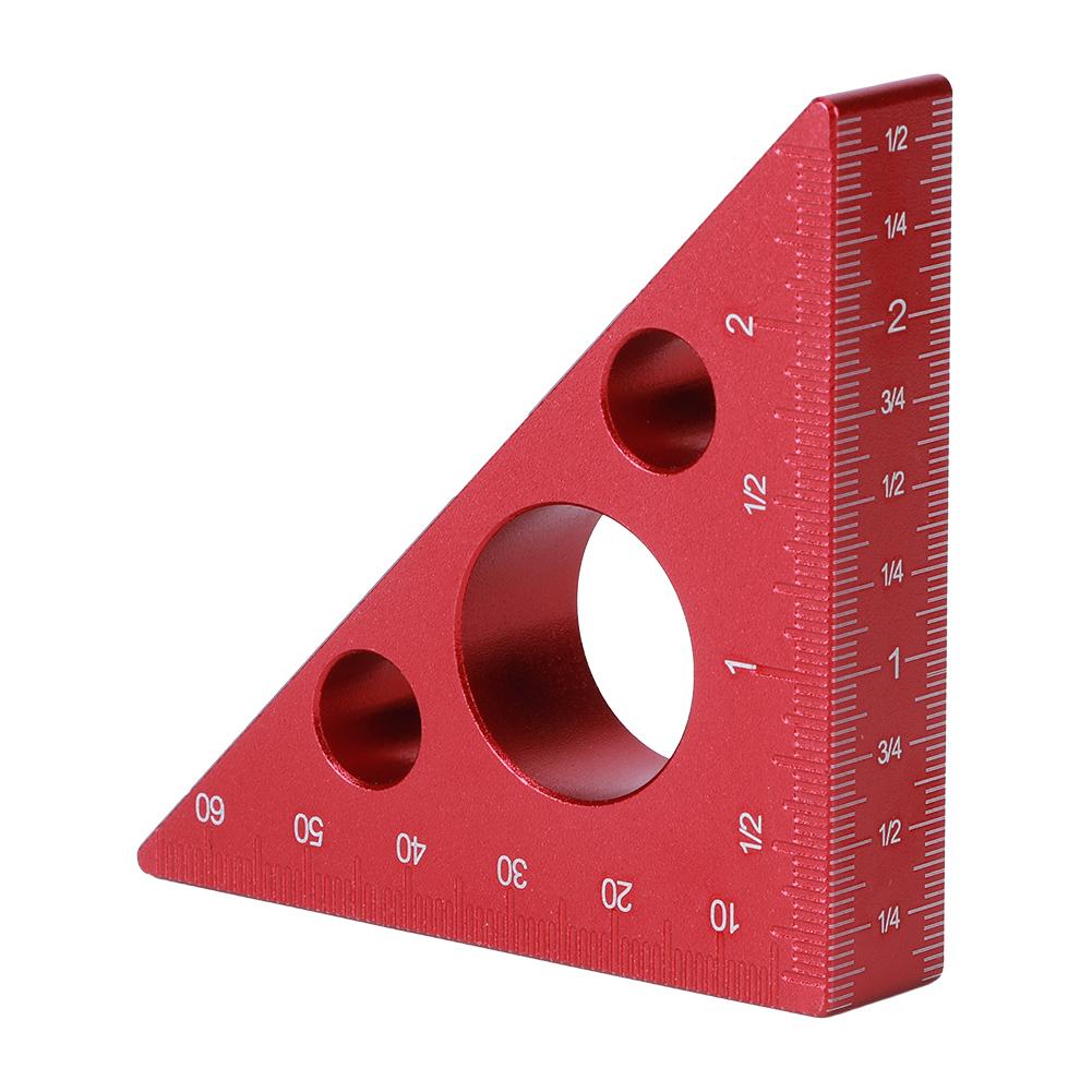 2in/6cm Right Angle Triangle Height Ruler Aluminum Alloy Woodworking Measuring Tool