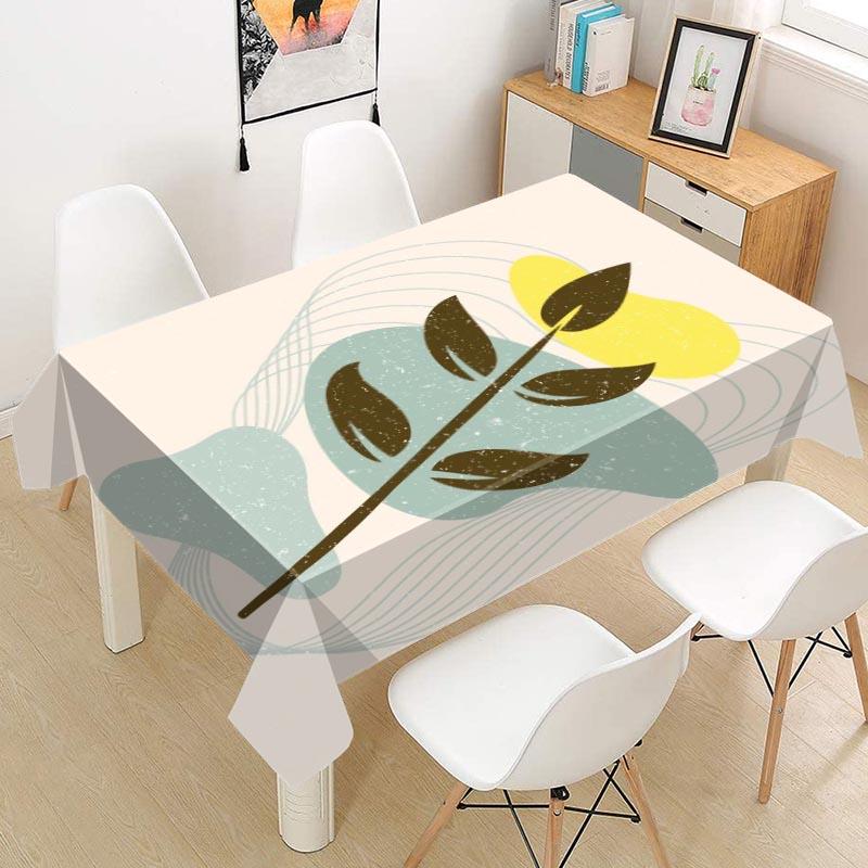 Abstract Leaves Tablecloth Oxford Fabric Square/Rectangular Dust-proof Table Cover For Party Home