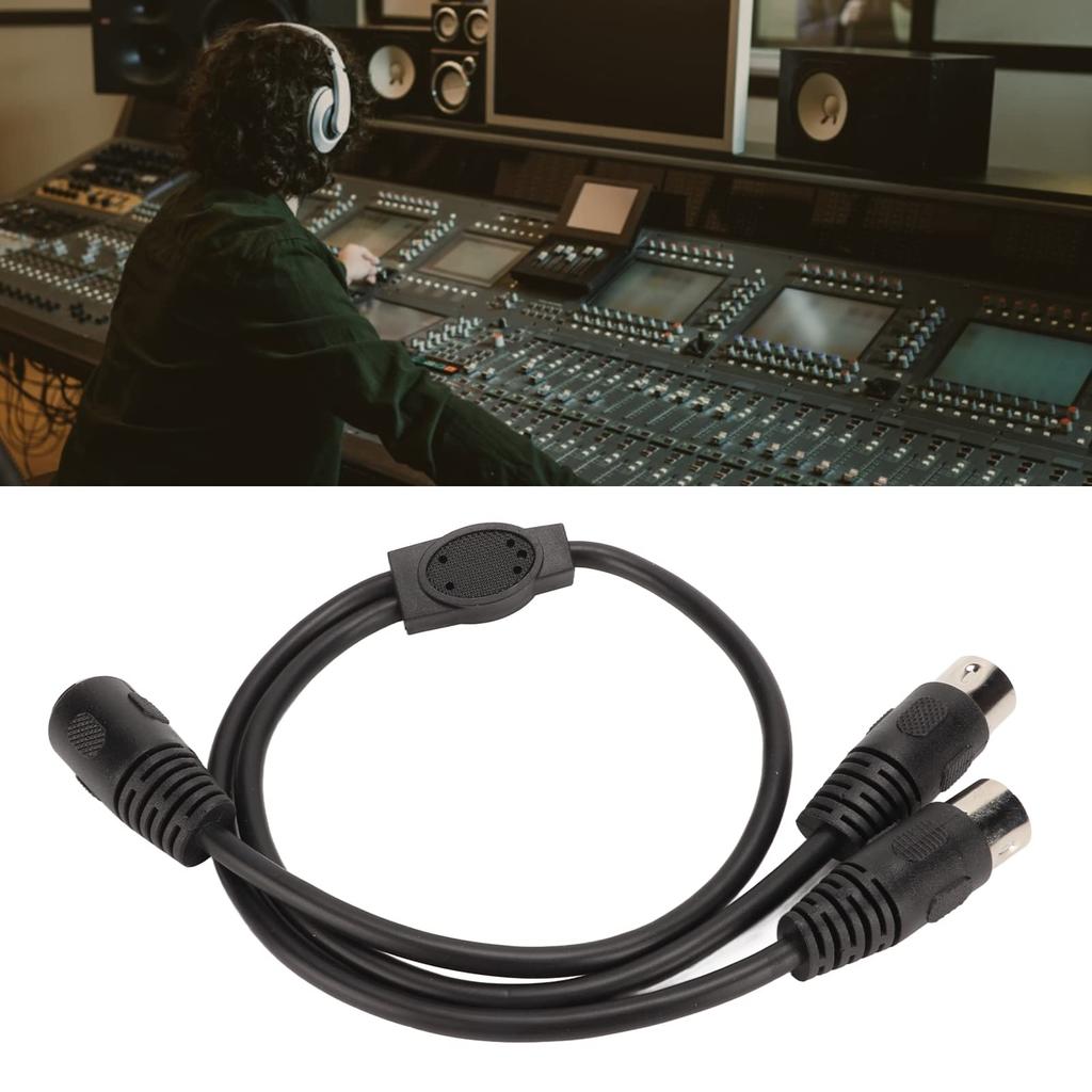 MIDI DIN 5 Pin Splitter Y Adapter Din 5 Pin Female To Dual 2 Male Audio MIDI Adapter Extension Cable for MIDI Electric MIDI Guitar Cable, Keyboard,