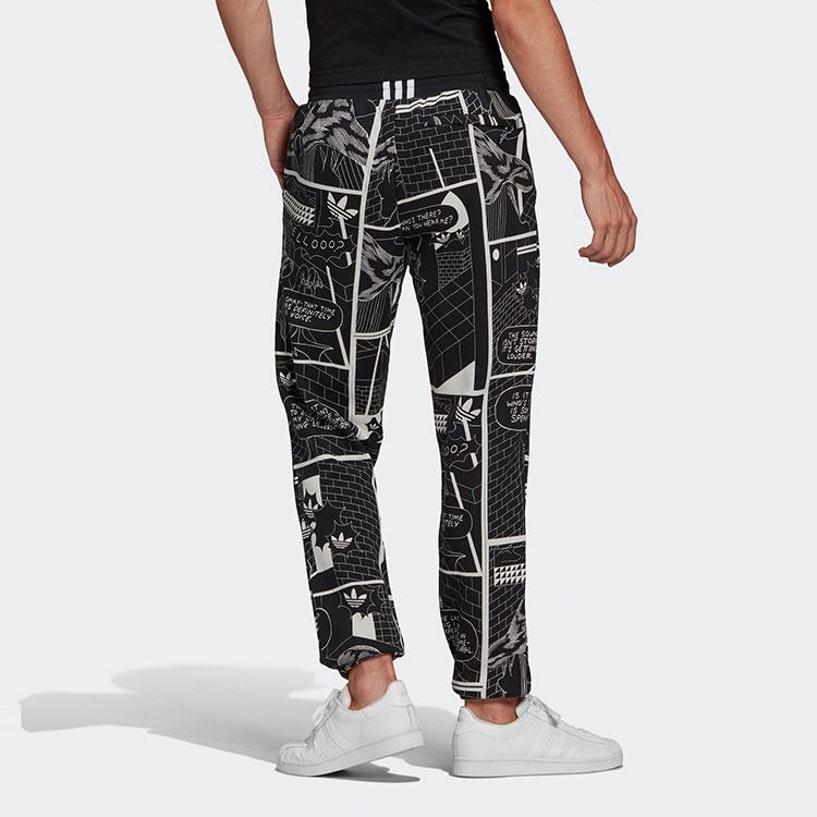 Adidas Originals Cartoon Print Cuffed Slim Fit Knit Joggers Men Bottoms Black GN3334