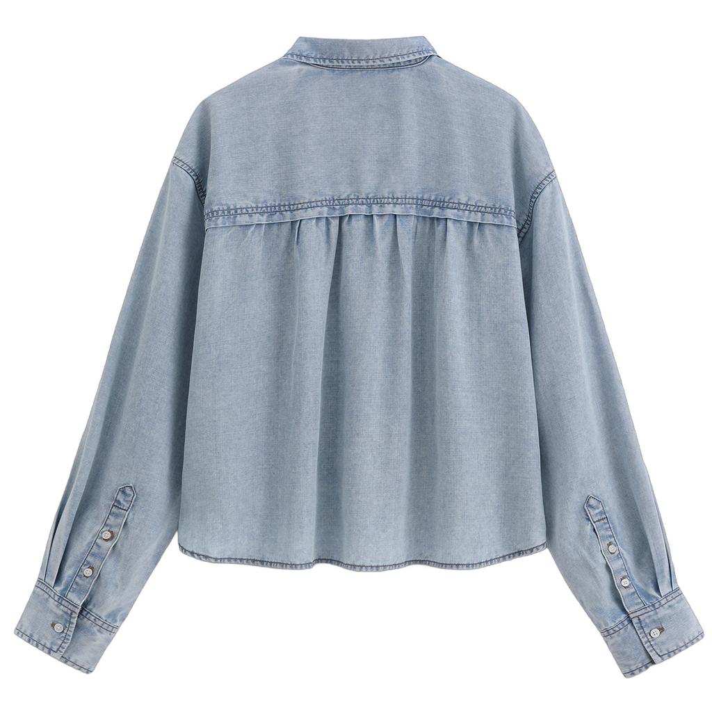Gap Lyocell Loose Denim Long Sleeve Casual Shirt Women shirts 902802
