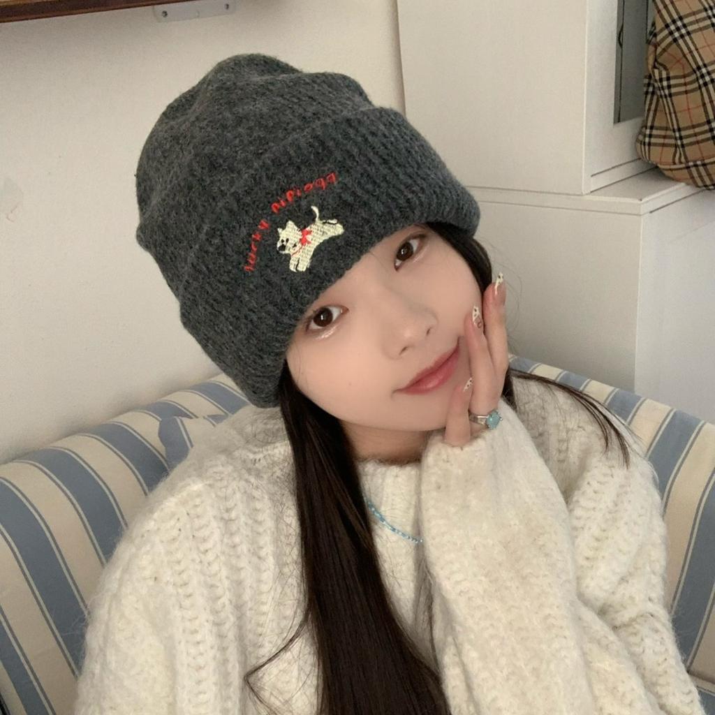 The Embroidered Bear Knitted Hat Is Versatile Cute and Warm The Woolen Hat Shows Off Your Face The Cool Little Hat Is A New Autumn and Winter Style